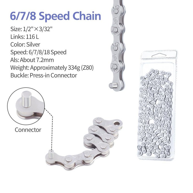 FGBNM 6/7/8 Speed Bike Chain, Bike Chain for Road Mountain Racing Cycling - Image 2